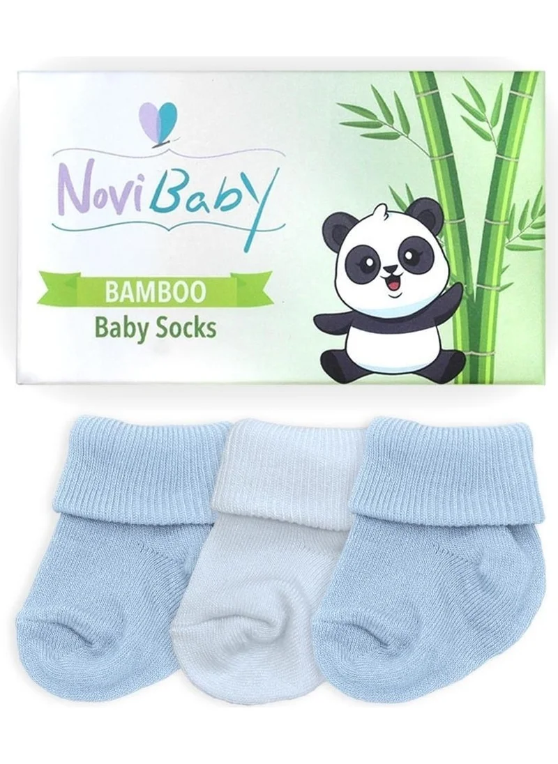 Novibaby 3-Piece Bamboo Newborn Baby Socks Sky