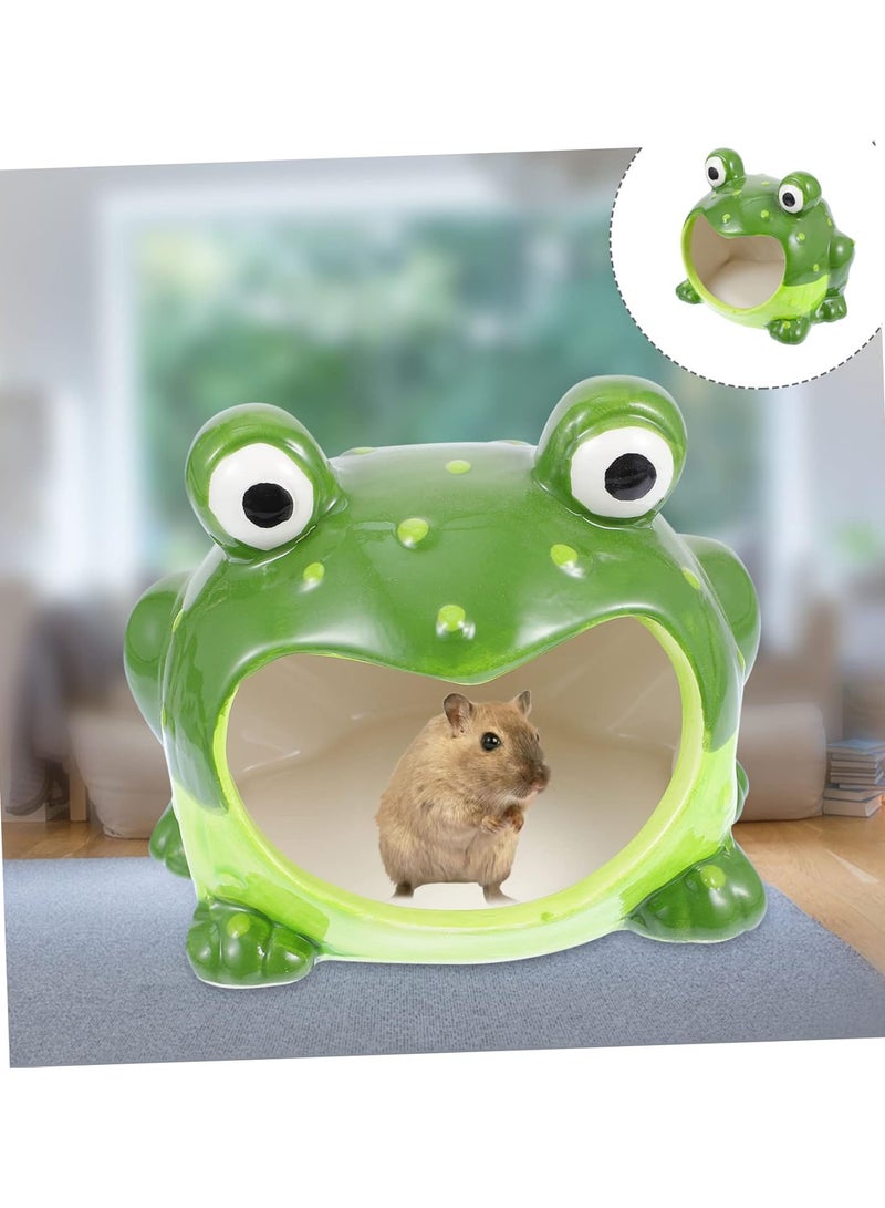 GGOOT Hamster Hamster Frog Hamster House Ceramic Hamster Hideout Hamster Bed Hamster Cooling Hideout Hamster Summer House Ceramic Hamster Hut Ceramics The Rat Cartoon House - Image 2