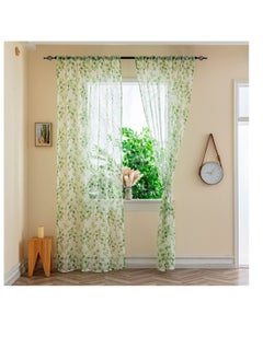 Excefore Green Leaf Curtains for Living Room, 2 Panels Tulle Vine Window Leaf Prints Sheer Curtains, Vine Patterned Botanical Window Curtain, for Living Room Balcony Sunroom (W39 X L79 inch)  - Image 2