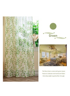 Excefore Green Leaf Curtains for Living Room, 2 Panels Tulle Vine Window Leaf Prints Sheer Curtains, Vine Patterned Botanical Window Curtain, for Living Room Balcony Sunroom (W39 X L79 inch)  - Image 3