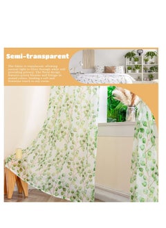 Excefore Green Leaf Curtains for Living Room, 2 Panels Tulle Vine Window Leaf Prints Sheer Curtains, Vine Patterned Botanical Window Curtain, for Living Room Balcony Sunroom (W39 X L79 inch)  - Image 5