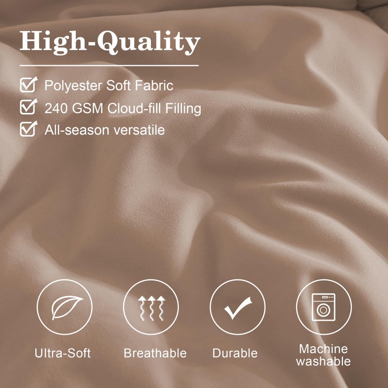 Monbix Queen Comforter Set - 7 Pieces Rust Pink Bed in a Bag Queen Bedding Sets with Comforters, All Seasons Comforter Bed Set with Sheets,Pillowcases & Shams - Image 5