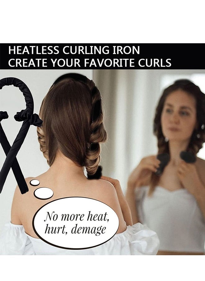 GUSGU Heatless Hair Curling Rod Headband for Long Hair, Heatless Curler No Heat Curls Ribbon with Hair Clips and Scrunchie, Sleeping Curls Silk Ribbon Hair Roller for Women Long Hair Styling Tools  - Image 3
