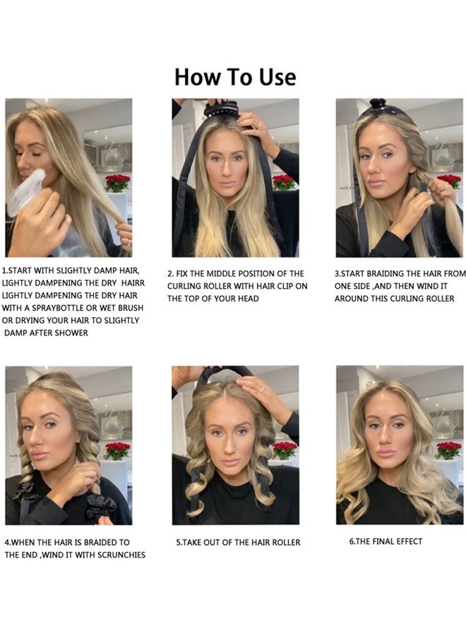 GUSGU Heatless Hair Curling Rod Headband for Long Hair, Heatless Curler No Heat Curls Ribbon with Hair Clips and Scrunchie, Sleeping Curls Silk Ribbon Hair Roller for Women Long Hair Styling Tools  - Image 4
