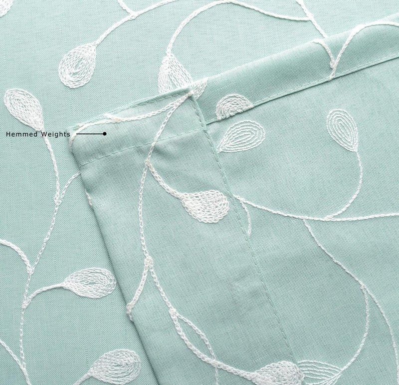 MIUCO Floral Embroidered Semi Sheer Curtains Faux Linen Grommet Window Panel Pair for Kitchen 52 x 63 Inch, Subtle Green - Image 5