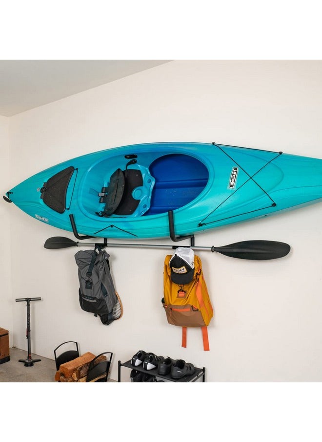 StoreYourBoard Kayak Wall Mount, Indoor & Outdoor, Rack With Paddle Hanger  - Image 1