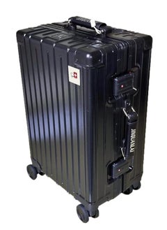 SWISSCASE SWISSCASE Hardshell Waterproof Luggage, 24 Inches, Double Spinner Wheels, TSA Lock, Aluminium Frame, Lightweight, E039 Black  - Image 1