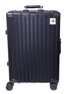 SWISSCASE SWISSCASE Hardshell Waterproof Luggage, 24 Inches, Double Spinner Wheels, TSA Lock, Aluminium Frame, Lightweight, E039 Black  - Image 2