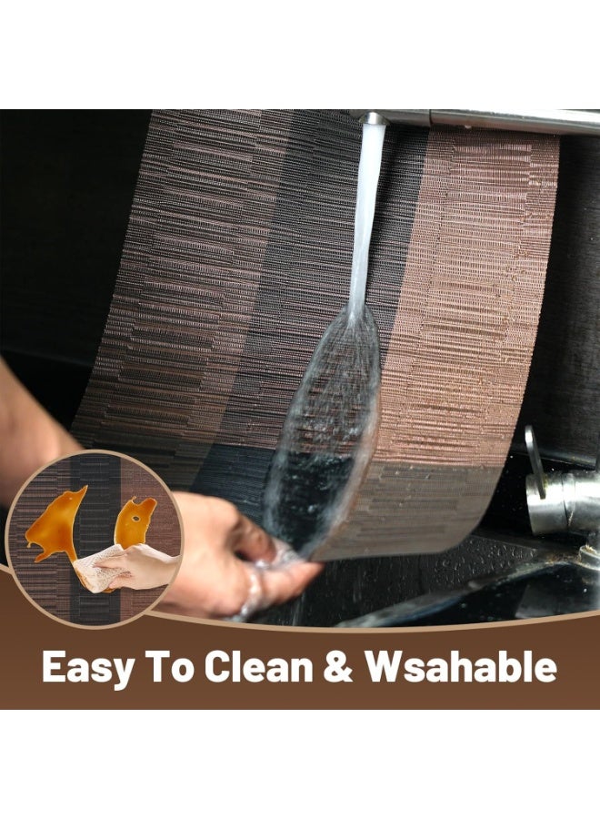 PVC Woven Placemats Set of 6, Non-Slip Heat Resistant Table Mats, Black Brown Striped, 30x45 cm - Image 5