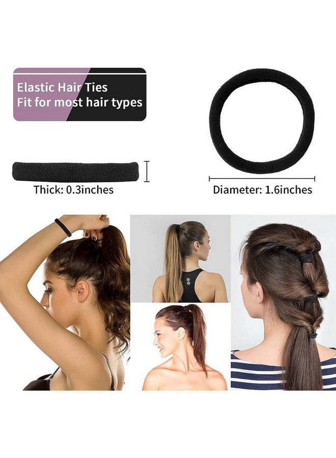 DICHOT Black Hair Ties Soft Premium Elastic No Damage Seamless Ouchless Soft Stretchable Non-Slip Cotton Rubber Bands, Thick Thin Hair, Ponytail Holders, Scrunchy, Women, Girls (30) - Image 2