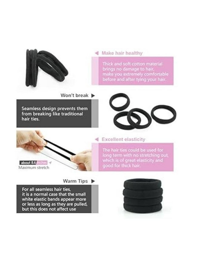 DICHOT Black Hair Ties Soft Premium Elastic No Damage Seamless Ouchless Soft Stretchable Non-Slip Cotton Rubber Bands, Thick Thin Hair, Ponytail Holders, Scrunchy, Women, Girls (30) - Image 3