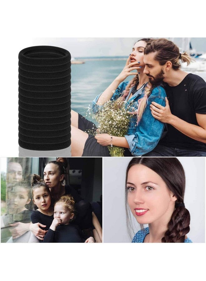 DICHOT Black Hair Ties Soft Premium Elastic No Damage Seamless Ouchless Soft Stretchable Non-Slip Cotton Rubber Bands, Thick Thin Hair, Ponytail Holders, Scrunchy, Women, Girls (30) - Image 4