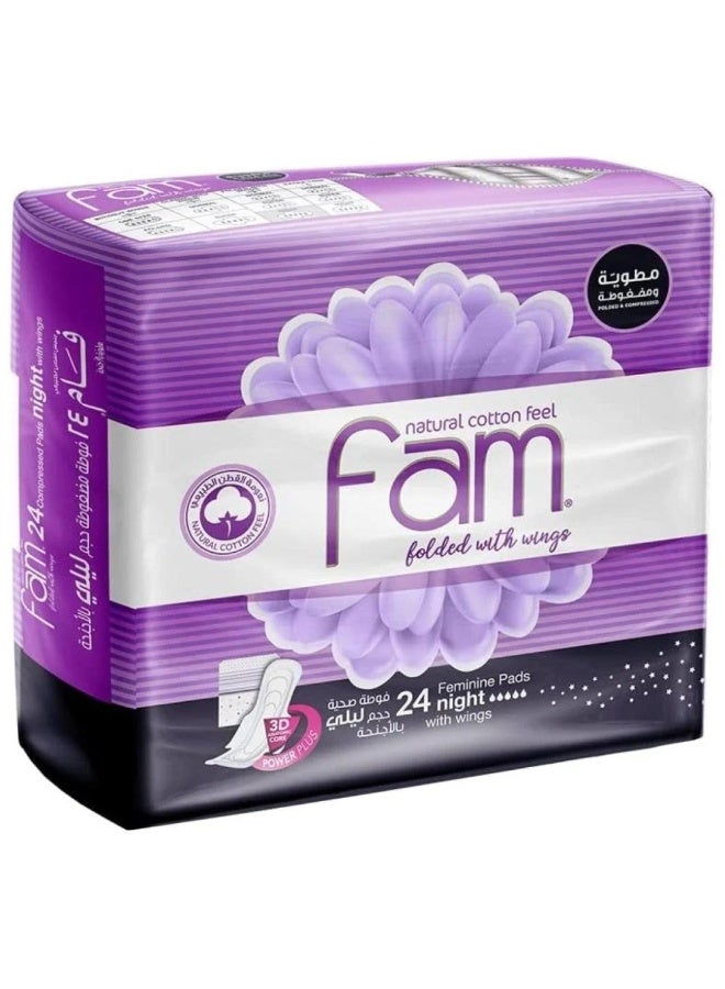 Fam Feminine Pads, Folded, Size 24 Pads