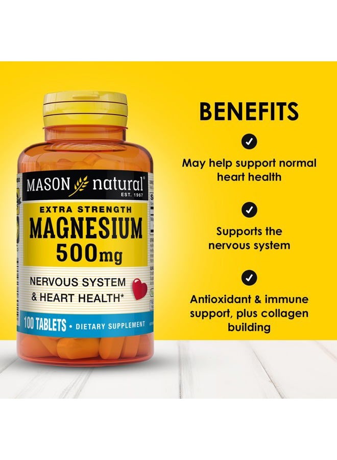 MASON Vitamins Magnesium 500mg Extra Strength Tablets, 100 Count - Image 2