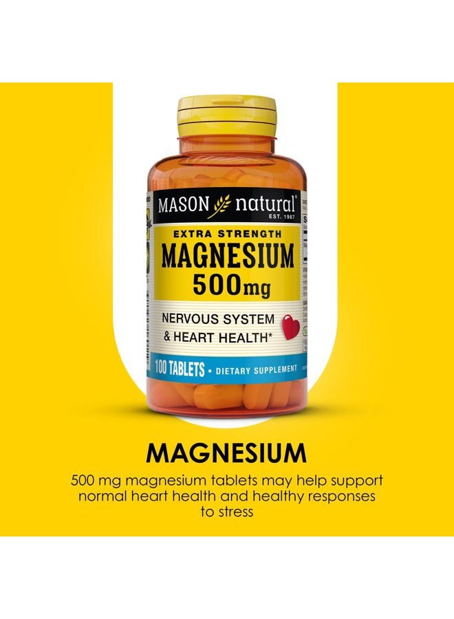 MASON Vitamins Magnesium 500mg Extra Strength Tablets, 100 Count - Image 4