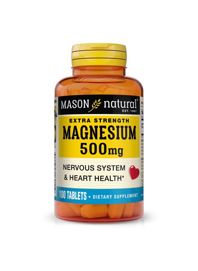 MASON Vitamins Magnesium 500mg Extra Strength Tablets, 100 Count - Image 1