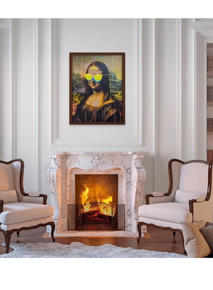 RYN Art Decor Mona Lisa Yellow Neon Pop Art Oil Painting Style Fine Art Frame Wall Art Wall Décor for Living Room Bedroom Home Office Gifting 30x40cm - Image 2