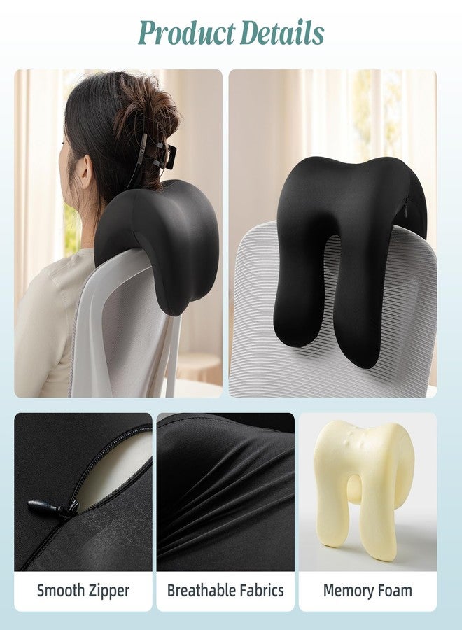 SheRest Office Chair Neck Pillow, Memory Foam Ergonomic Nap Pillow Office Chair Headrest Accessory, Neck Support Pillow Ideal for Office and Gaming, Black - Image 5