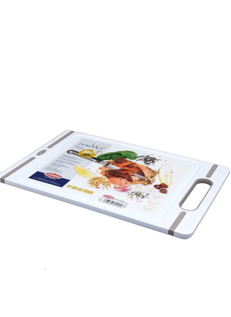 Stefanplast Polyethylene Cutting Board 34x22x1 cm, Color, White and Dove Grey, 34x22 cm  - Image 1