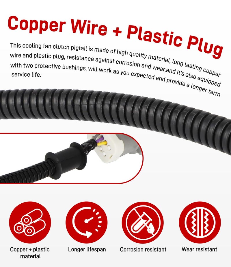 Alpha Rider Cooling Fan Clutch Jumper Wire Pigtail Harness for Ford F-150, Expedition, Lincoln Navigator V8 2007-2008 - Image 5