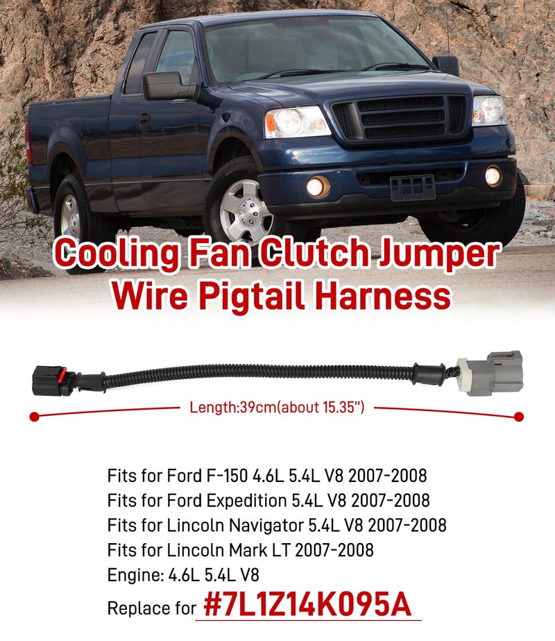 Alpha Rider Cooling Fan Clutch Jumper Wire Pigtail Harness for Ford F-150, Expedition, Lincoln Navigator V8 2007-2008 - Image 2