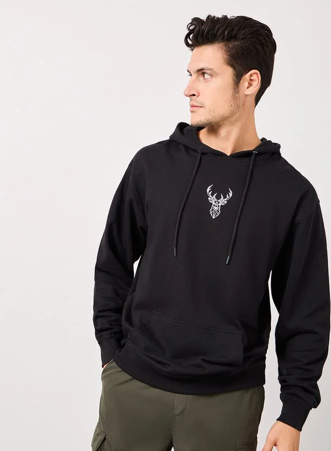Styli Minimal HD Print Fleece Relaxed Fit Hoodie