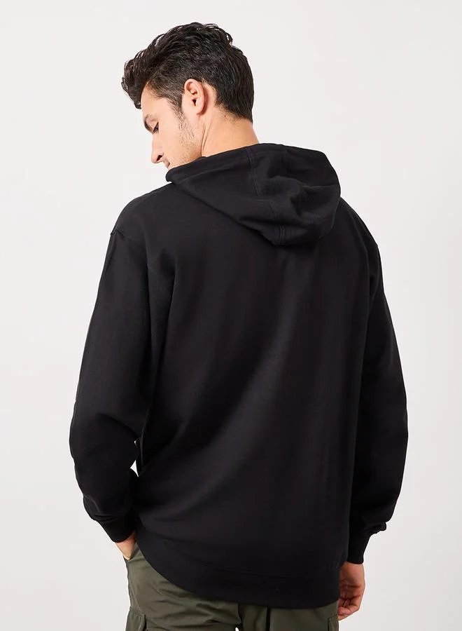 Styli Minimal HD Print Fleece Relaxed Fit Hoodie