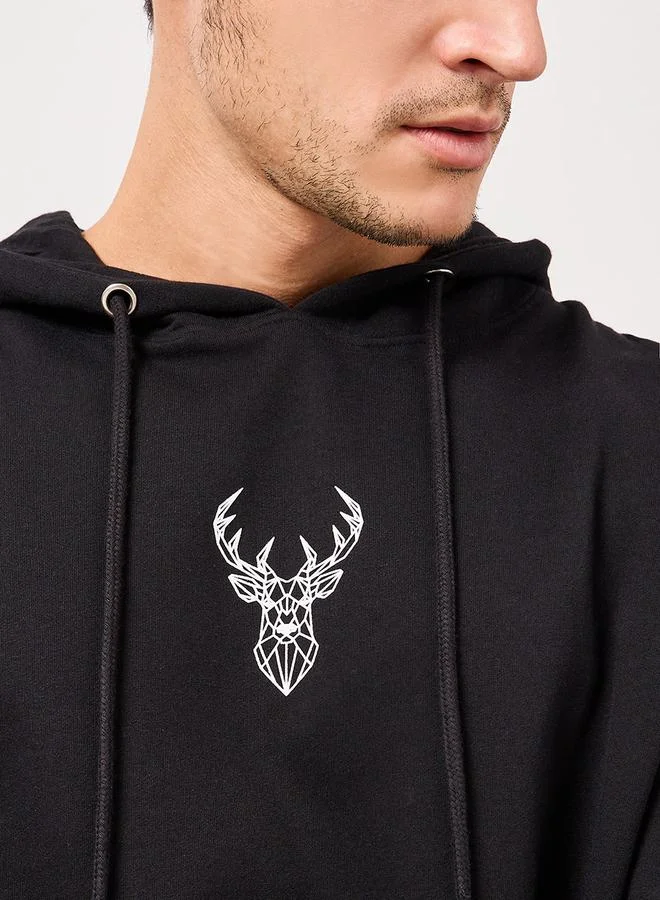 Styli Minimal HD Print Fleece Relaxed Fit Hoodie