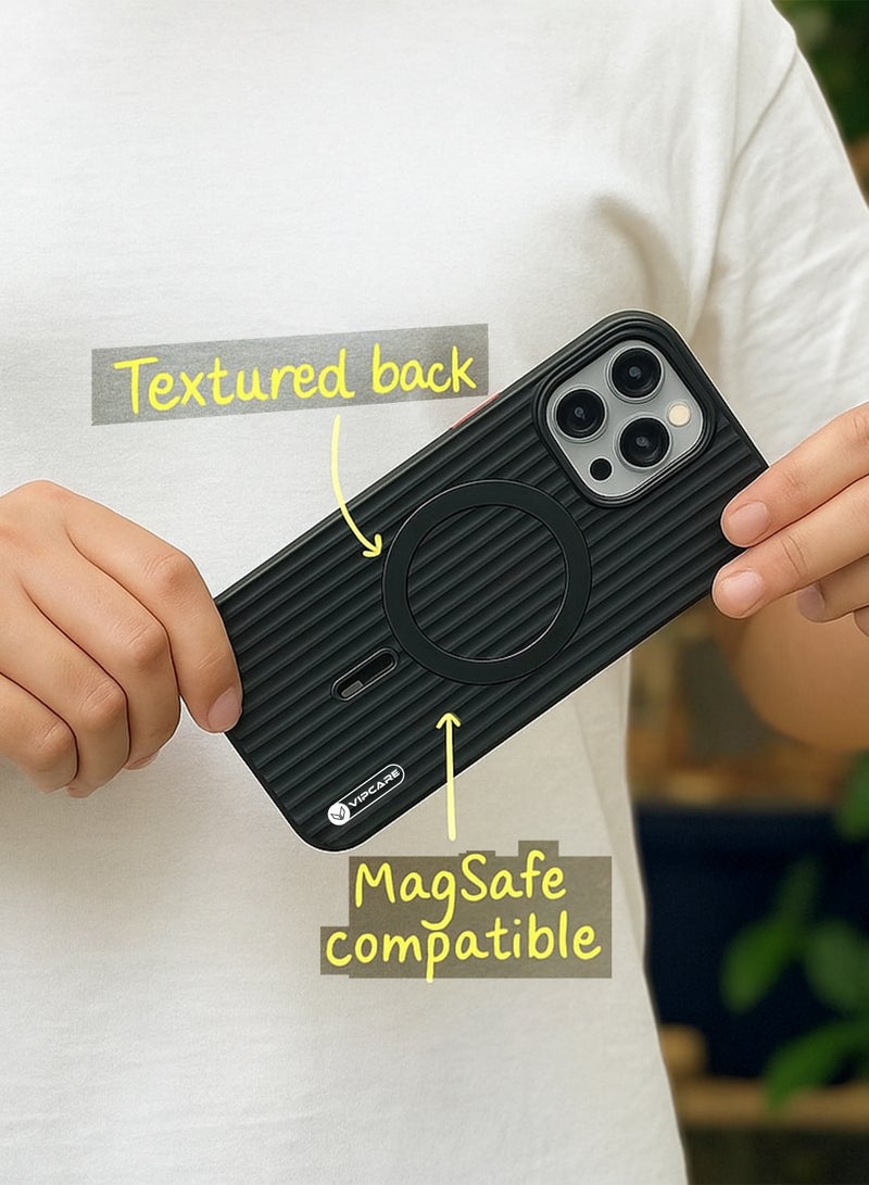 رعاية كبار الشخصيات جراب حماية من الصدمات والخدوش لهاتف آيفون 16 برو ماكس TPC Magsafe مغناطيسي لاسلكي للشحن أسود - Image 2