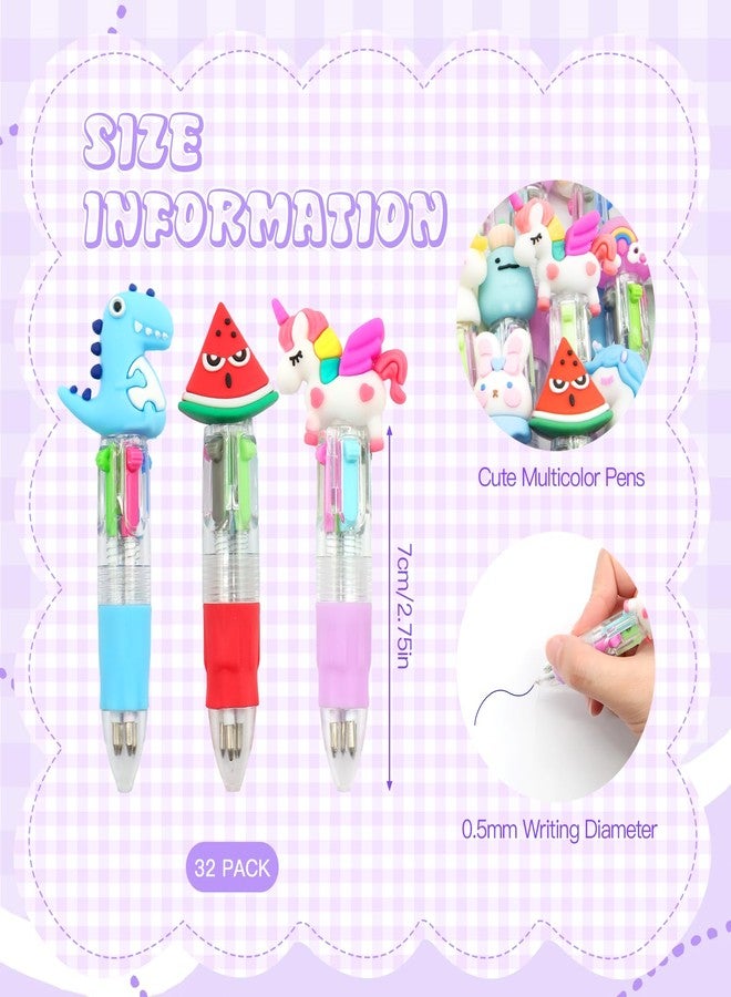 Scettar 32Pcs Mini Multicolor Pen in One 4-in-1 Fun Pens for Kids, Ballpoint Pens for Birthdays and Children's Parties, Cute Pens Bulk Gifts Assorted Ink Kawaii Pens - Image 2