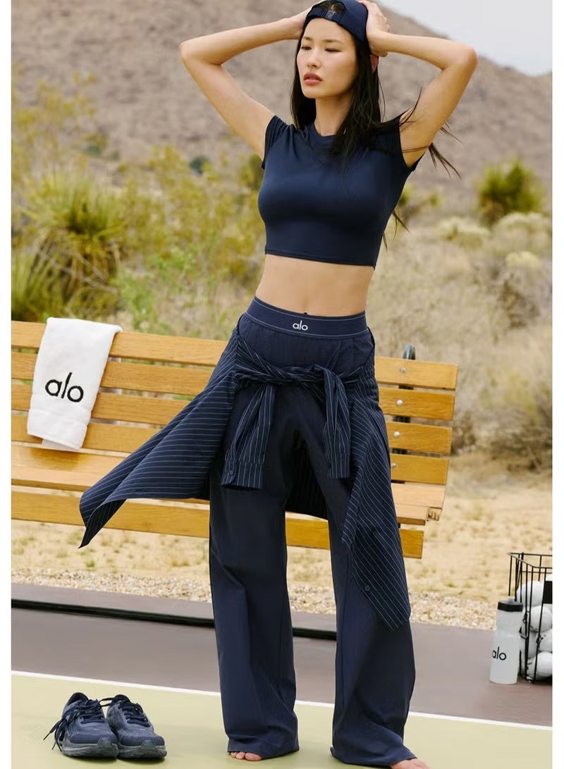 ALO Yoga 30 Inseam Suit Up Trouser, Regular Fit Wide Leg Pants for Women (Designed for Heights 5'7 Under) - Navy - Image 3