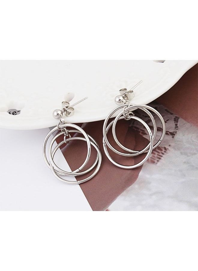 Ant - BTS Kim TaeHyung Same Style Titanium Steel Pendant Earrings Hoop Fashion Earring Silver - Image 1