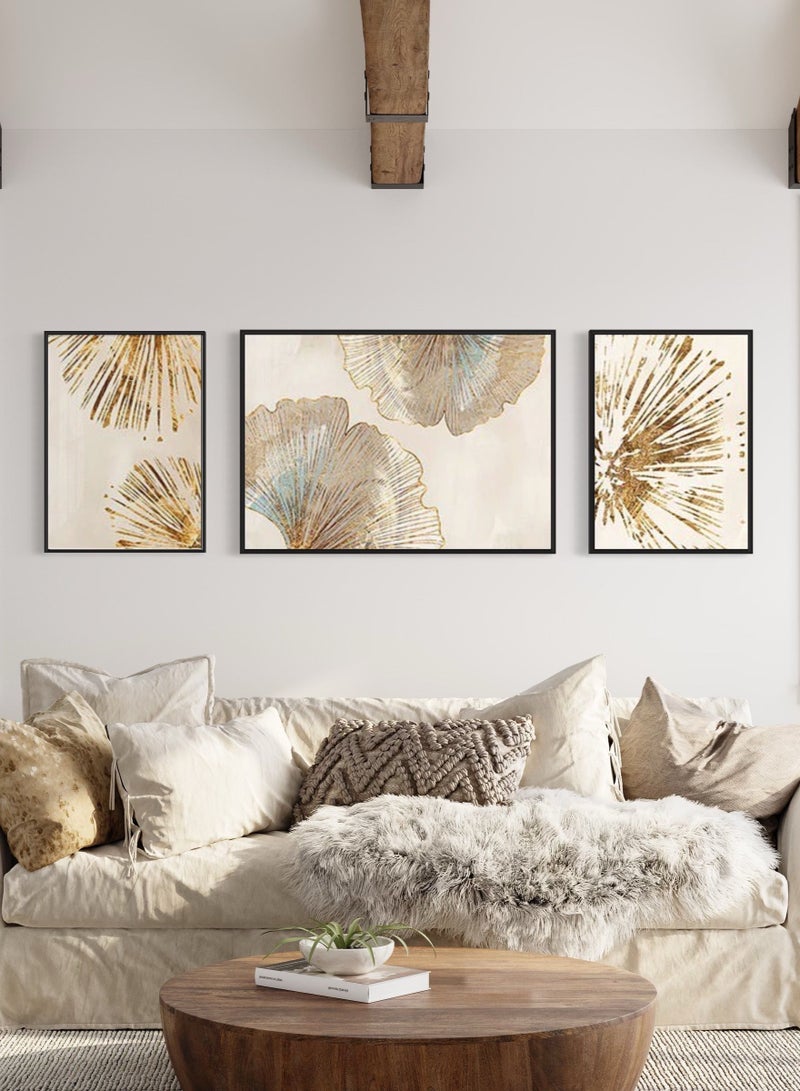 FRAMO Gold Beige Canvas Framed Wall Art  - Image 1