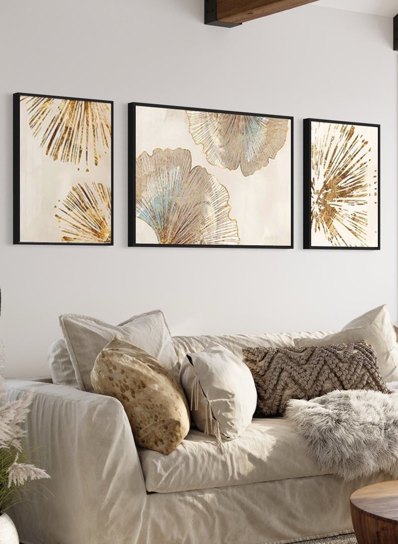 FRAMO Gold Beige Canvas Framed Wall Art  - Image 2