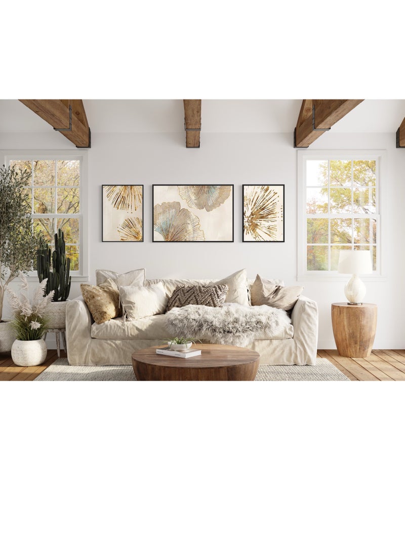 FRAMO Gold Beige Canvas Framed Wall Art  - Image 3