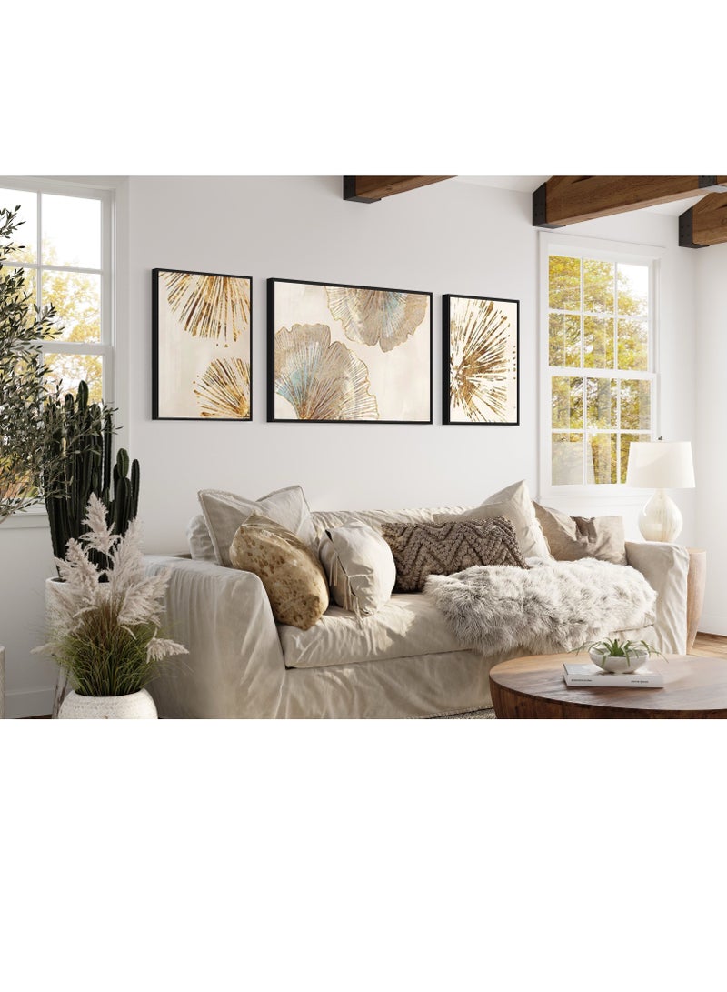 FRAMO Gold Beige Canvas Framed Wall Art  - Image 4