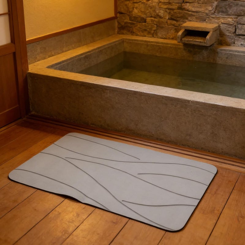 Stone Bath Mat Large, 23.6''×16" Diatomaceous Earth Non-Slip Stone Shower Mat, Super Absorbent for Bathroom, Quick Drying, Easy to Clean (Gray) - Image 5