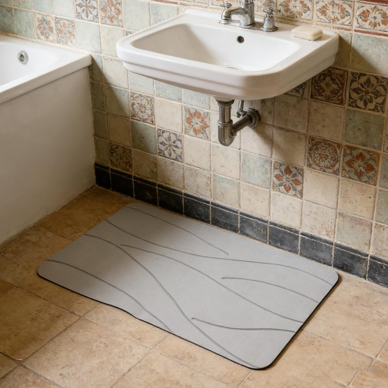 Stone Bath Mat Large, 23.6''×16" Diatomaceous Earth Non-Slip Stone Shower Mat, Super Absorbent for Bathroom, Quick Drying, Easy to Clean (Gray) - Image 4