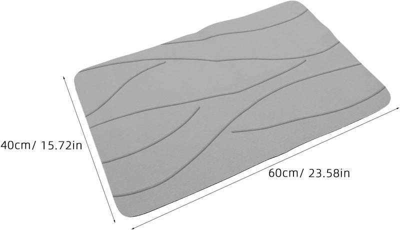 Stone Bath Mat Large, 23.6''×16" Diatomaceous Earth Non-Slip Stone Shower Mat, Super Absorbent for Bathroom, Quick Drying, Easy to Clean (Gray) - Image 2