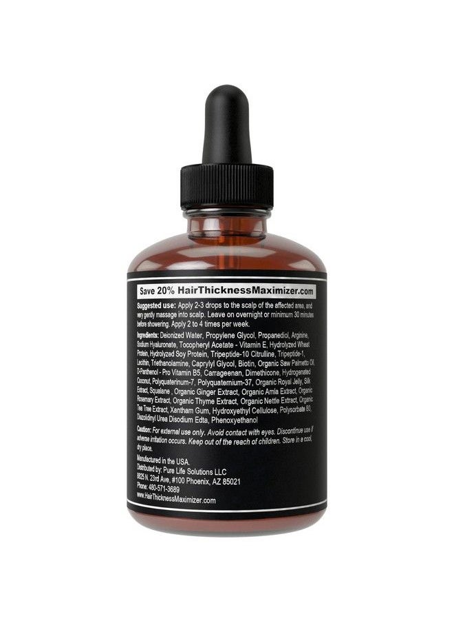 HAIR THICKNESS MAXIMIZER - Biotin + Saw Palmetto Oil - Hair Growth Serum For Hair Thickening + Moisturizing. Vegan Hair Growth Oil Scalp Treatment For Women Men With Dry Frizzy Weak Hair And Hair Loss. 1Oz - Image 1