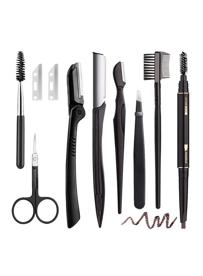 Boyi Eyebrow Grooming Kit For Women And Men 9 In 1 Eyebrow Kit Including: Eyebrow Razor Facial Razors Eyebrow Comb Eyebrow Scissors Tweezers Eyebrow Pencil Eyebrow Brush Lash Brush - Image 1