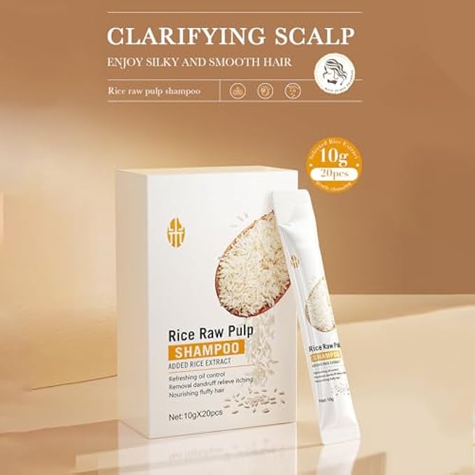 RICE HAIR CARE PRODUCTS, 500 ML RICE SHAMPOO AND 20 PIECES RICE HAIR MASK, IMPROVES FRIZZ, DRY TIPS AND SPLIT ENDS, DEEPLY MOISTURISES AND SHAMPOO - Image 3