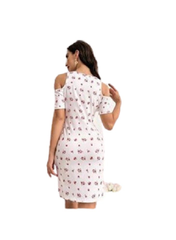 MANIKAN Women's Short Nightdress Manikan with Short Sleeves and Floral Print  - Image 2
