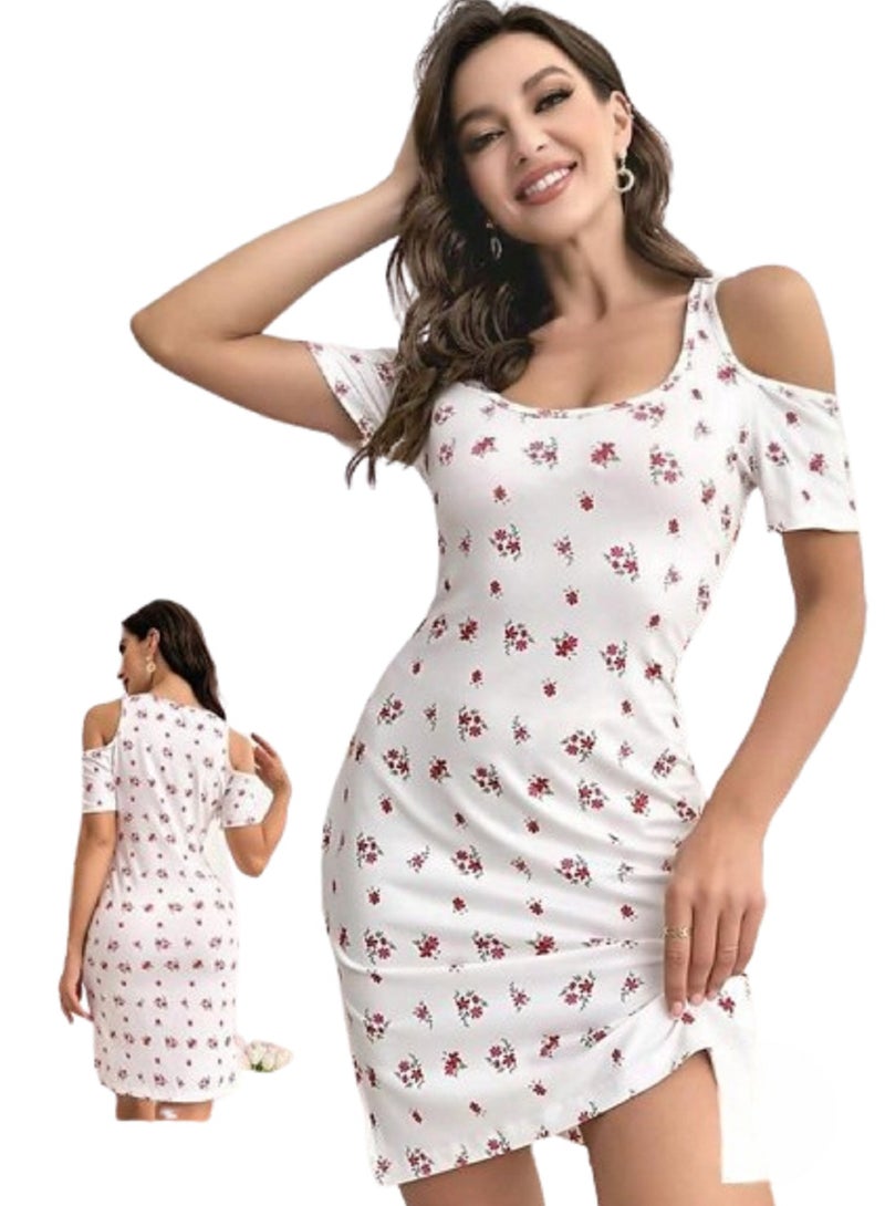 MANIKAN Women's Short Nightdress Manikan with Short Sleeves and Floral Print  - Image 3