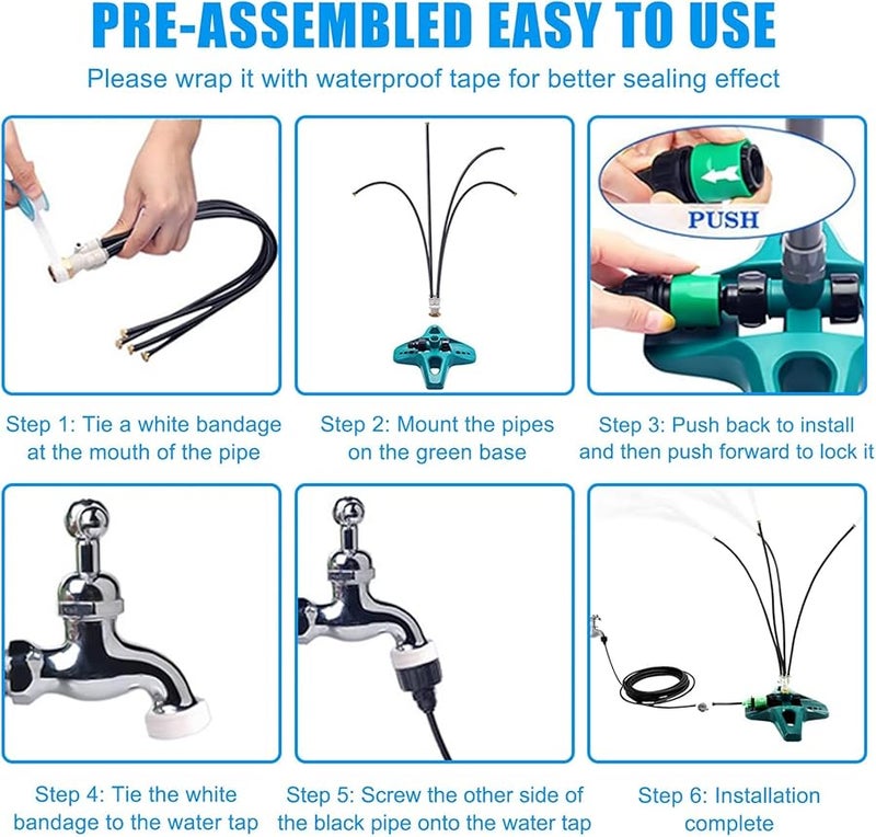 Brass Nozzles Misting Cooling System 8 Meter Line 4 Adjustable Portable Backyard Pool Pet Cooling - Image 3