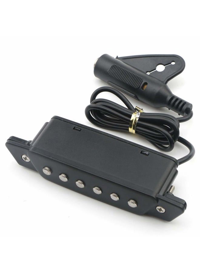 Swhmc 1pcs 6-String SH-85 Soundhole Pickup EQ Preamp Pickup with Active Power Jack for Folk Acoustic Guitar, Ukulele (Sanding Black) - Image 2
