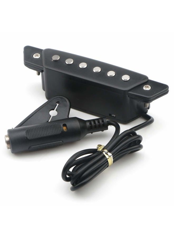 Swhmc 1pcs 6-String SH-85 Soundhole Pickup EQ Preamp Pickup with Active Power Jack for Folk Acoustic Guitar, Ukulele (Sanding Black) - Image 1