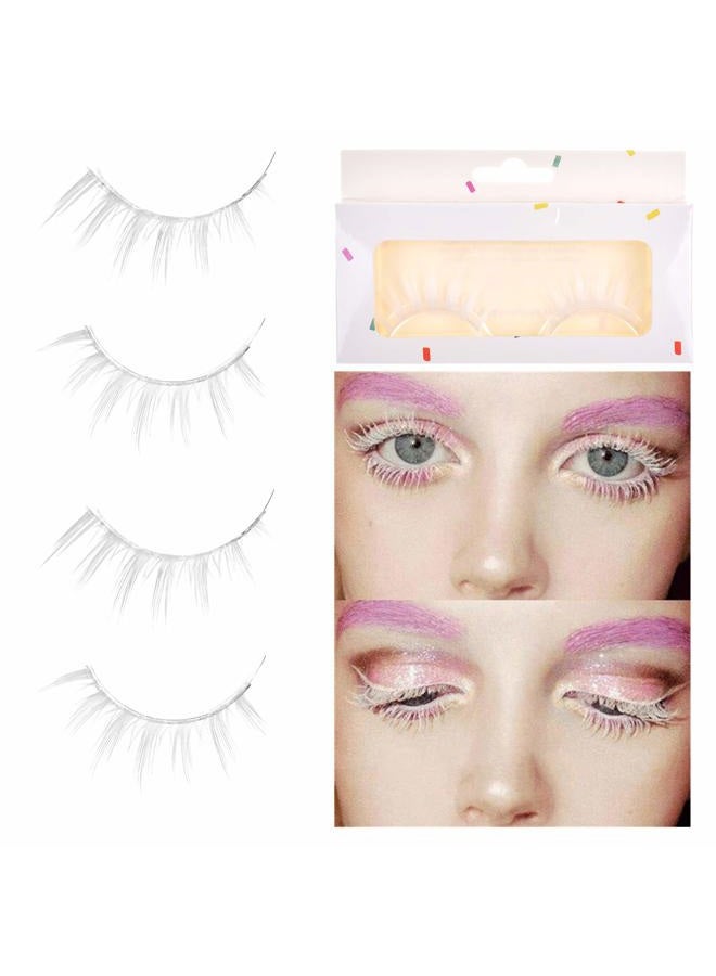 Kare Kind White False Eyelashes - Lightweight and Natural Looking Fake Extensions - Ideal for Cosplays, Masquerades, Costume Parties, Photoshoots - Easy to Apply -2 Pairs - Image 3