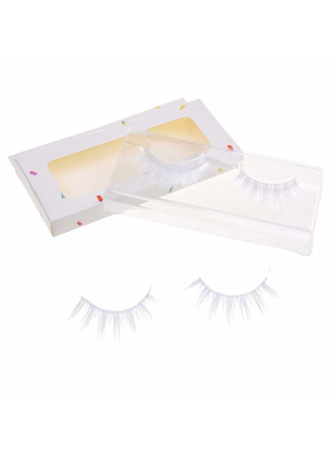 Kare Kind White False Eyelashes - Lightweight and Natural Looking Fake Extensions - Ideal for Cosplays, Masquerades, Costume Parties, Photoshoots - Easy to Apply -2 Pairs - Image 1