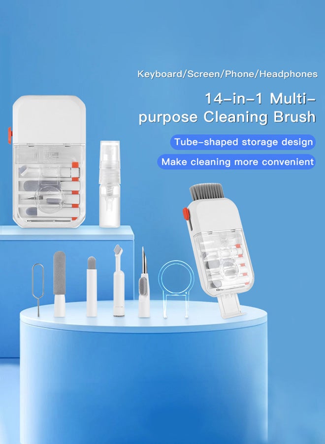 SJet 14 in 1 Electronic Cleaning Kit, Keyboard Cleaner, Multi-Functional Tool for PC, Laptop, Monitor, Earbuds, Phone & Bluetooth Earphones, Portable (White) - Image 3
